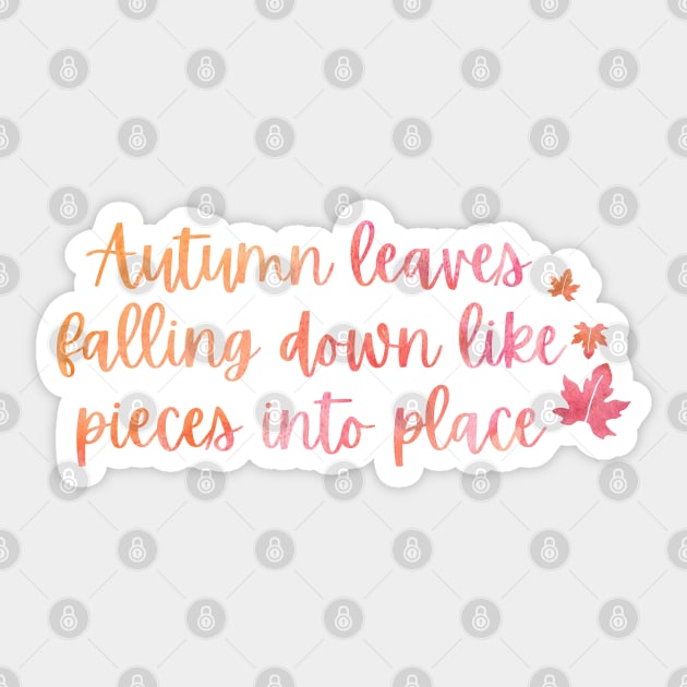 Autumn Leaves All Too Well Lyric (vibrant) Taylor Swift Sticker by Mint-Rose